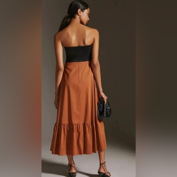 Anthropologie Hutch Black Motif Color block Bow -Tie Maxi Dress - Picture 4 of 10